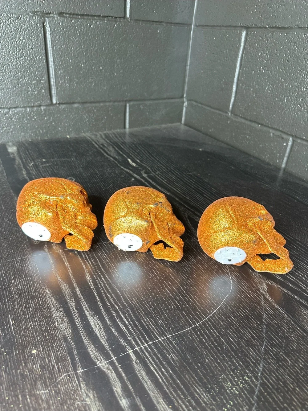 Orange Glitter Skull Party Decorations - Set of 3